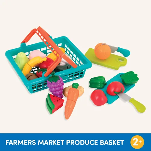 Vista 6 de Battat Play Food Farmers Market - Cesta para productos agrícolas, juego Multicolor