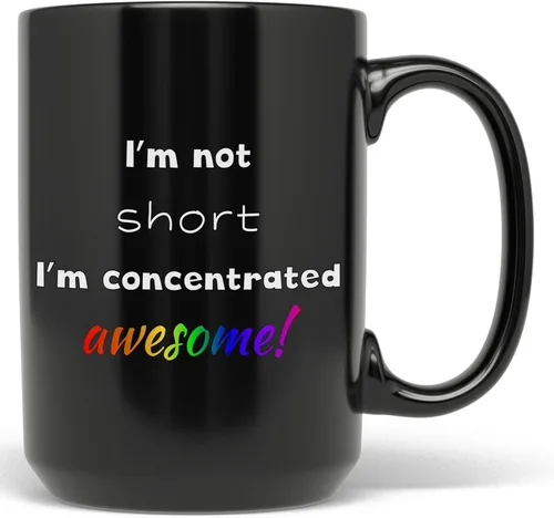 Vista 5 de PixiDoodle Funny Awesome - Taza de café para persona corta (11 onzas, negro)