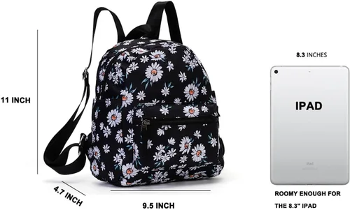 Vista 2 de cotmcor Mini mochila para niñas, mochila pequeña para mujeres, adolescentes y niños, bonita mini bolsa de regalo, negro (Daisy Black), Mochilas