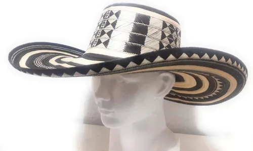Vista 2 de col-p Sombrero Colombiano Sombrero Sinuano 19 Vueltas Vueltas Hecho por Artesanos Colombianos Blanco, Blanco