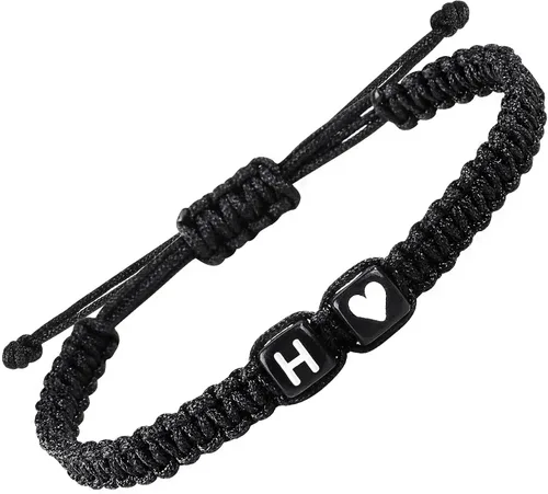 Vista 13 de Regalos para el día del padre, pulseras a juego para parejas, pulsera con letra inicial para hombres y mujeres, bonitos regalos de aniversario