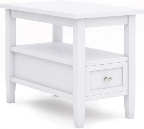 Vista 23 de SIMPLIHOME - Mesa lateral estrecha rectangular Warm Shaker, de madera maciza, de 14 pulgadas de ancho, estilo transicional, color negro, para sala