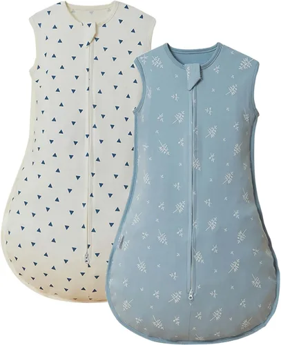 Vista 12 de insular Paquete de 2 mantas de algodón para bebé, saco de dormir con cremallera de 2 vías para niños y niñas, unisex