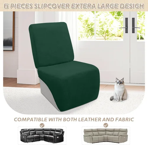 Vista 600 de Arfntevss Fundas de sofá seccional reclinable de terciopelo, Funda de sofá seccional de esquina para sofá reclinable, Funda elástica suave