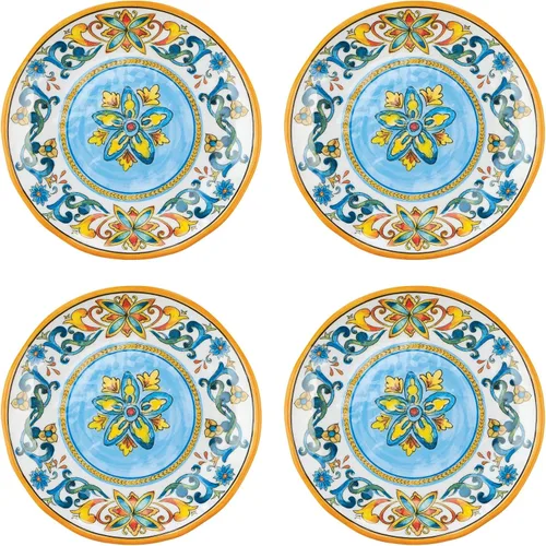 Vista 6 de UP UPware - Platos redondos de melamina azul y blanca para postre, platos pequeños para servir, para aperitivos, aperitivos y guarniciones, azul, 6