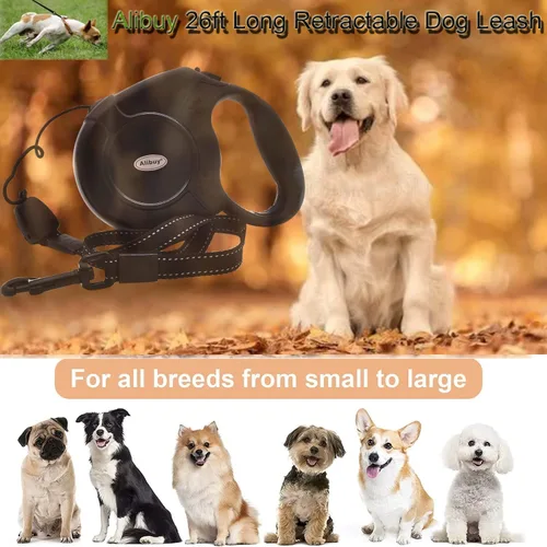 Vista 6 de Correa retráctil para perro de 26 pies, cable largo sin enredos de 360° para mascotas, mango antideslizante para perros pequeños, medianos