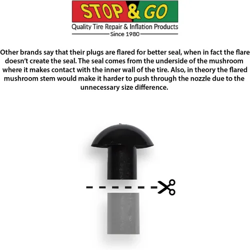 Vista 4 de Stop & Go 2075 - Reparación de neumáticos con tapón de hongo para pinchazos y desinflados, 3/4 pulgadas de largo x 5/16 pulgadas de diámetro