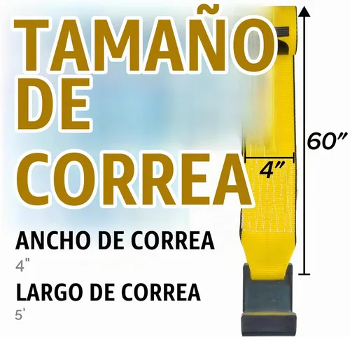Vista 2 de US Cargo Control - Correa de cabrestante de 10 cm x 1,5 m para contenedores de descarga lateral con gancho plano y extremo cosido, límite de carga