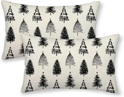 Vista 65 de Juego de 2 fundas de almohada de Halloween de 16 x 16 pulgadas, fundas de almohada de murciélagos negros y crema, fundas de cojín decorativas