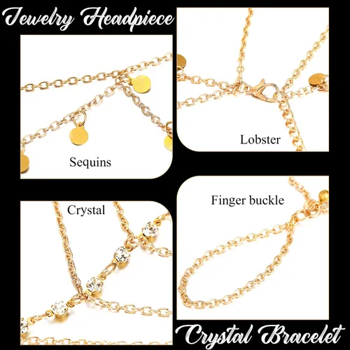 Vista 6 de Accesorios de disfraz gitano para mujer, pulsera de arnés y bufanda de cadera para Halloween, talla única