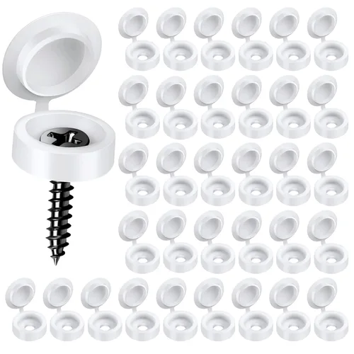 Vista 11 de 150 tapas de rosca, cubiertas de plástico negro con bisagras, tamaño S, se adapta a tornillos #6/#8 (M3/M4), 150 piezas
