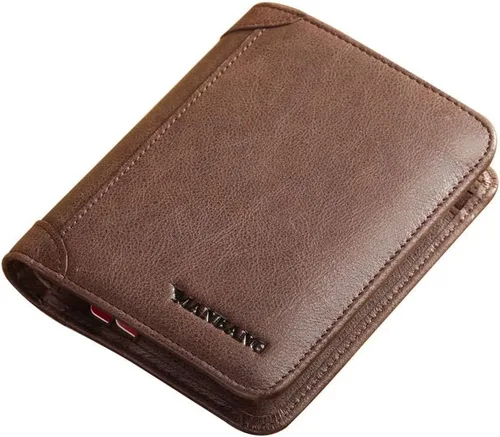 Vista 15 de Cartera de auténtica piel vacuna italiana con capacidad extra, doble pliegue, para hombre.