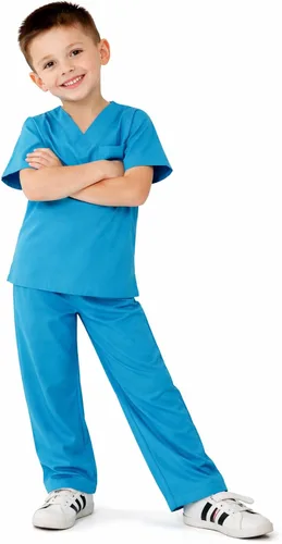 Vista 3 de Natural Uniforms - Conjunto de uniforme médico para niños, disfraz para juego de rol, material suave al tacto (Verde Azulado, 7)