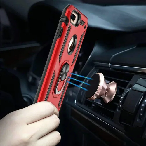 Vista 2 de KKRD - Funda para teléfono compatible con iPhone 8 Plus/iPhone 7 Plus, con protección contra golpes, anillo de soporte, color rojo