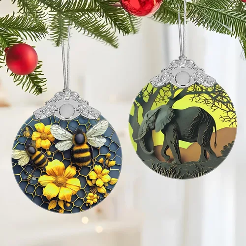 Vista 5 de Decoración navideña de abejas, adornos para árbol de vitrales, regalo de Navidad para amigos, familiares, compañeros de trabajo