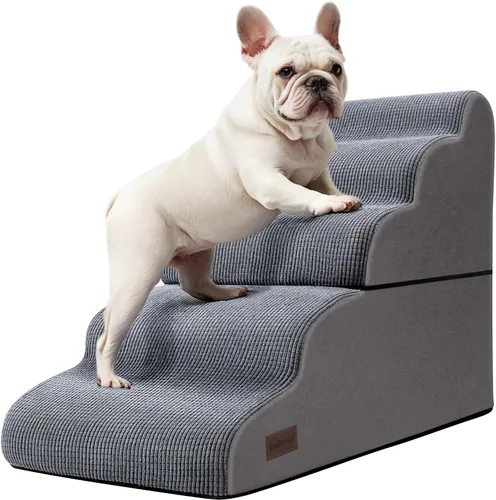 Vista 25 de Aodisman Escaleras para perros y gatos pequeños,Rampa para mascotas de 3 Beige