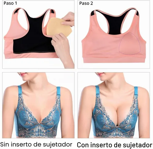 Vista 5 de Bra Pads Inserts 6 Pairs, Bra Cups Inserts, Removable Breast Enhancers Inserts for Women Beige