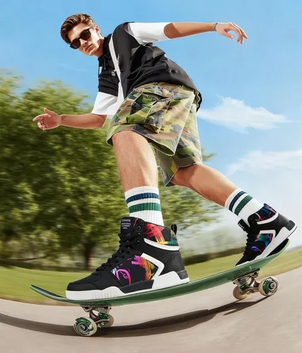 Vista 8 de Zapatillas de moda para hombre de alto empeine estilo skate, zapatillas casuales elegantes de hip hop para hombre