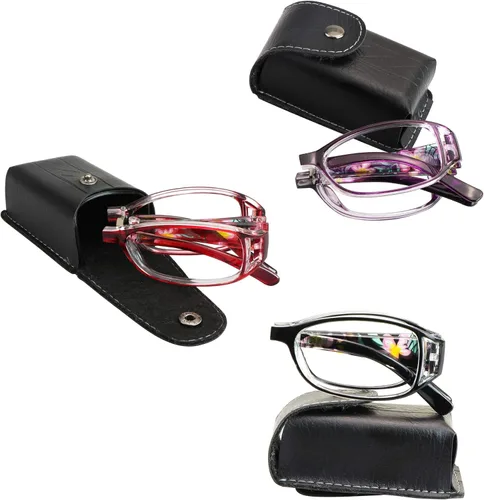 Vista 13 de VisionGlobal 3 pares de lentes de lectura/gafas de sol plegables con lente de bloqueo de luz azul, gafas plegables compactas para mujer, Chilling 2
