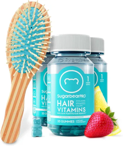 Vista 9 de SugarBearPro Vitamina para el cabello en gomitas, suministro para 1 mes, biotina extra de 6000 mcg para el crecimiento del cabello, vitamina B12