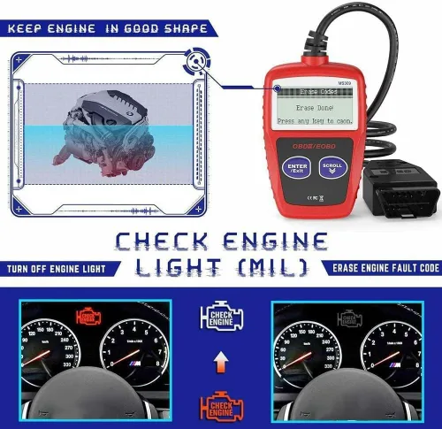 Vista 3 de Escáner CAN OBD2 MS309 Escáner automotriz Herramienta de diagnóstico del motor EOBD Lector de código de motor de verificación de automóvil