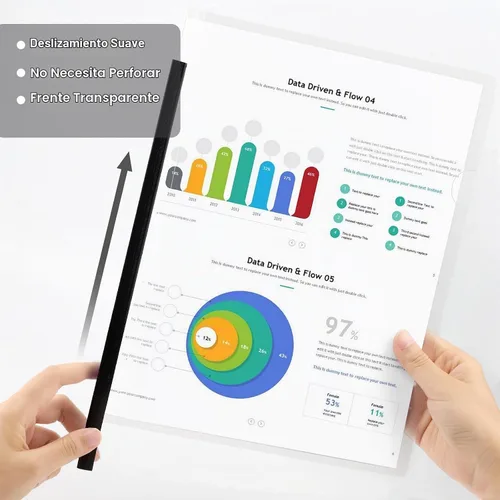 Vista 3 de JOERSH 10 portadas transparentes para informes con barra deslizante, protector de papel de carpeta de plástico, carpetas de informes con cubierta