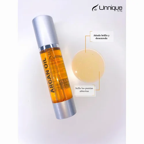 Vista 3 de UNNIQUE Aceite de argán puro para el cabello, suero capilar para control del encrespamiento, brillo instantáneo y suavidad, aceite de argán