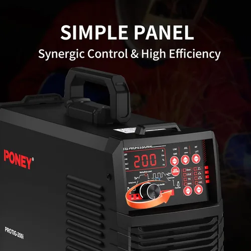 Vista 7 de PONEY Soldador TIG 200 Amp 5 en 1 TIG Máquina de soldadura TIG DC TIG/Spot TIG/Pulse TIG/Stick, 110V/220V Voltaje dual con pantalla digital grande