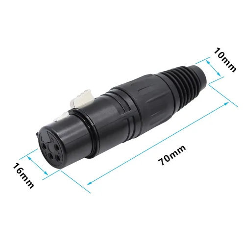 Vista 7 de Conector de cable XLR de 4 pines XLR Conector de enchufe hembra de 4 pines Adaptador de audio para micrófono, negro, 5 PCS