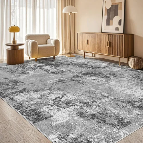 Vista 52 de Tortania Alfombra redonda lavable de 5 pies para sala de estar: Alfombra moderna abstracta neutra grande suave y delgada – Alfombra antideslizante
