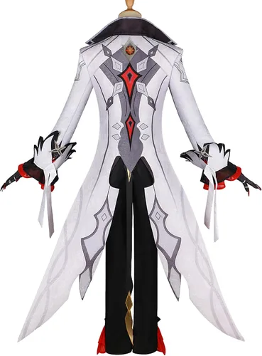 Vista 4 de Weixu Disfraz de cosplay para hombre, traje de uniforme con gorro para Halloween, fiesta de carnaval, Blanco, XL