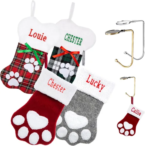 Vista 15 de Calcetines personalizados para mascotas Ulico, calcetines de Navidad personalizados para perros y gatos, calcetines de Navidad grandes bordados