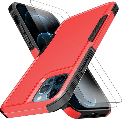 Vista 10 de YmhxcY Funda para iPhone 12 y iPhone 12 Pro, a prueba de golpes, a prueba de caídas, a prueba de polvo, a prueba de caídas, 3 capas, duradera, funda
