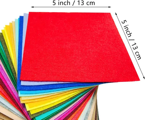 Vista 2 de Jtnohx Hojas de fieltro, 32 piezas de tela de fieltro, fieltro de color de 5 x 5 pulgadas para manualidades, cuadrado de fieltro rígido para costura