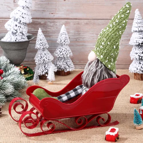 Vista 7 de Abaodam Decoración de trineo de Navidad, 2 piezas, soporte para dulces de árbol de Navidad, adorno de mesa, adorno decorativo de trineo de Papá Noel