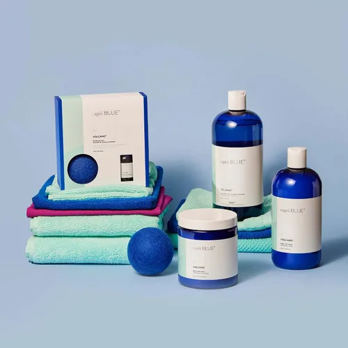Vista 7 de Kit de bolas secantes Capri Blue Volcano – Incluye 3 bolas secantes 100% de lana + 1 aceite aromático para lavandería Volcano – Bolas secantes