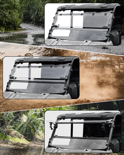 Vista 6 de SAUTVS Parabrisas abatible para Polaris Ranger XP 1000/Diesel/XP 900/Crew