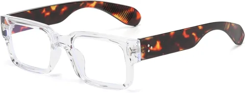 Vista 11 de PORADAY Gafas rectangulares para mujeres y hombres, lentes de luz azul, anteojos cuadrados negros