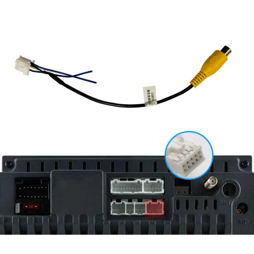 Vista 2 de Cámara de visión trasera estéreo de radio de coche en retrovisor de respaldo adaptador de entrada enchufe para el mercado de accesorios Android