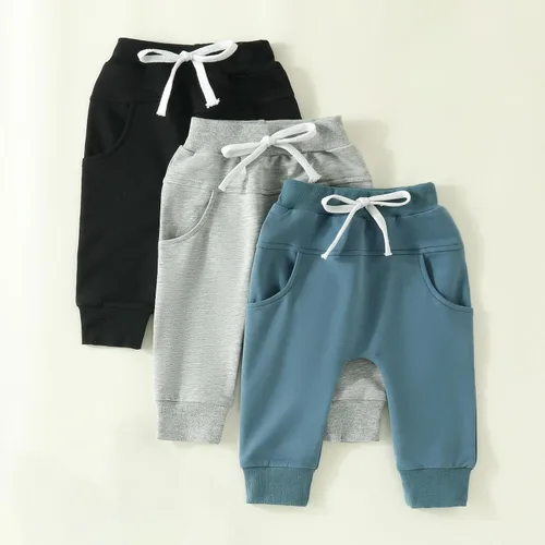 Vista 2 de Durveency Paquete de 3 pantalones deportivos para bebés y niños pequeños, pantalones deportivos casuales