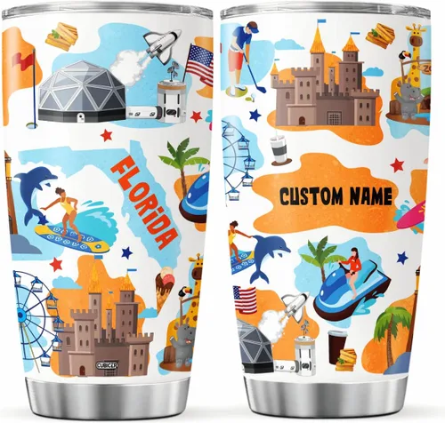 Vista 12 de CUBICER Vaso personalizado con aislamiento del estado de Alaska con tapa, nombre personalizado, regalos de Navidad para mujeres y adultos, vasos