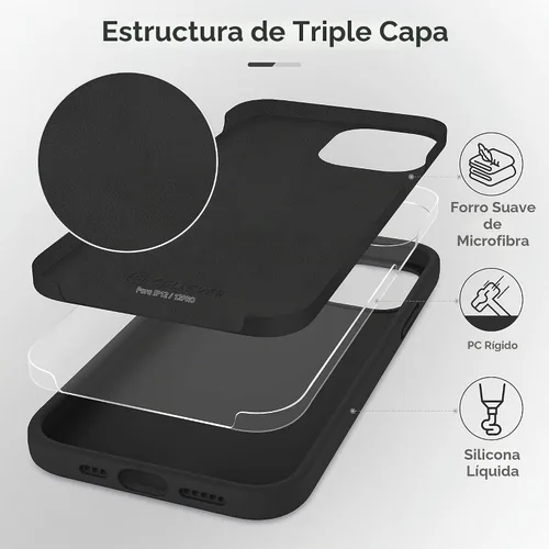 Vista 9 de CellEver Funda de silicona resistente para iPhone 12 y 12 Pro, dos protectores de pantalla de vidrio inastillables, protección militar contra Negro