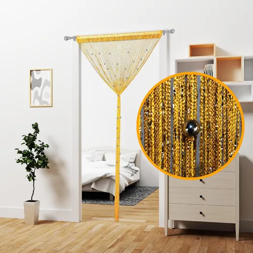 Vista 2 de Cortinas de cuentas para puerta, cortinas de cuentas para colgar, divisor de habitación, decoración de cuentas, panel de flecos con purpurina