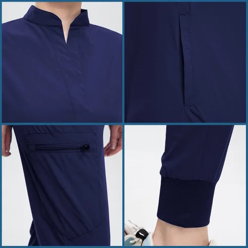 Vista 5 de niaahinn Unsex - Conjunto de traje médico para mujer, cuello en V y pierna recta, pantalones con cordón, uniformes de enfermería para hombres