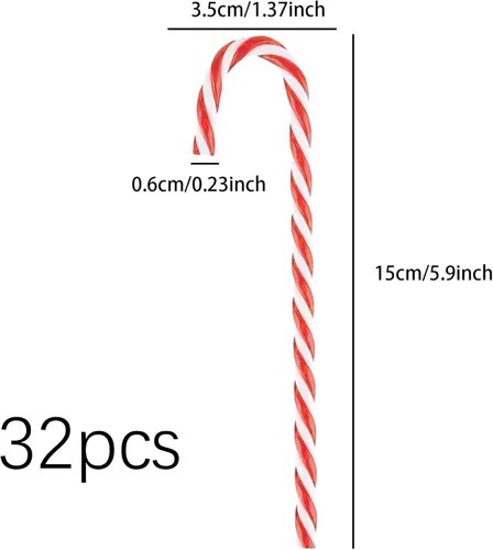 Vista 2 de 32 adornos navideños de bastón de caramelo de plástico para colgar en el árbol de Navidad, decoraciones para manualidades de Navidad, decoración