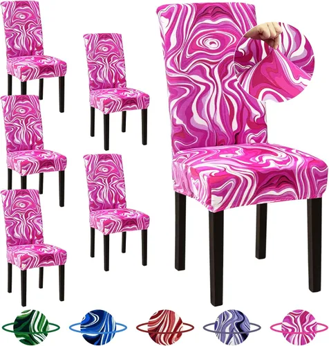 Vista 17 de Sufdari Juego de 4 fundas para sillas de comedor, color beige, antideslizantes, de elastano, elásticas, para comedor, hotel (Grande)