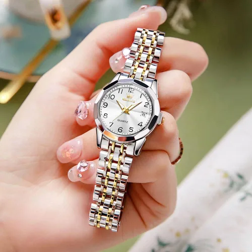Vista 3 de OLEVS Reloj de pulsera para mujer, pequeño reloj de pulsera de acero inoxidable para mujer, reloj analógico de cuarzo para mujer