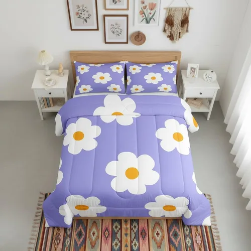 Vista 8 de Manfei Juego de edredón de calavera de azúcar para niños, juego de ropa de cama con temática de calaveras de Halloween, ropa de cama de estilo Azul