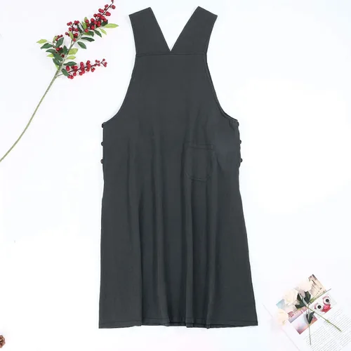 Vista 5 de BFONE - Vestido de pana para mujer con bolsillos en la rodilla con tirantes