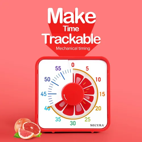 Vista 2 de Secura Temporizador Visual de Frutas de 7.5 Pulgadas para Niños, Temporizador de Cuenta Regresiva de 60 Minutos para Aula o Cocina, Reloj